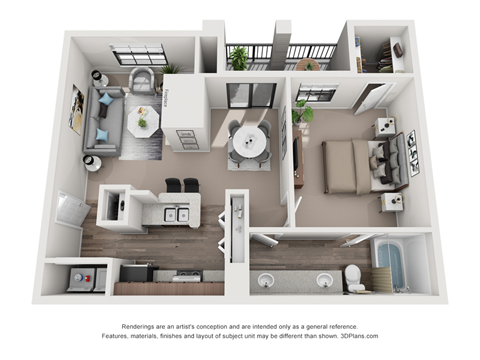 One Bedroom One Bathroom Floorplan 770